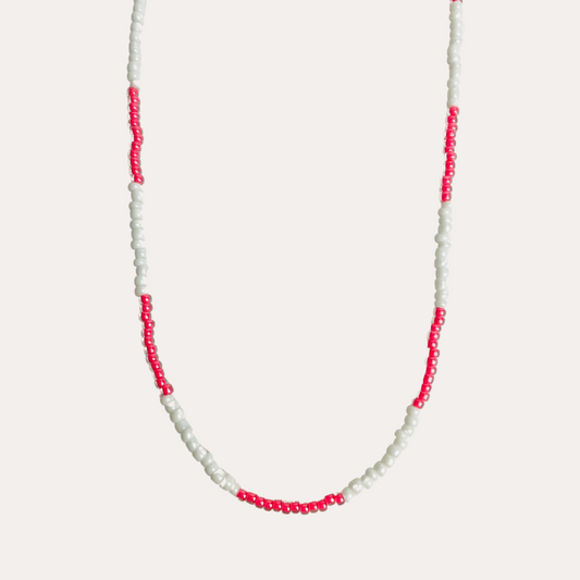 Coral White Beaded Necklace