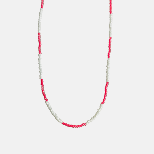 Coral White Beaded Necklace