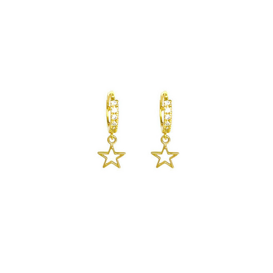 Sabrina | 14K Gold Vermeil Pave Star Huggies