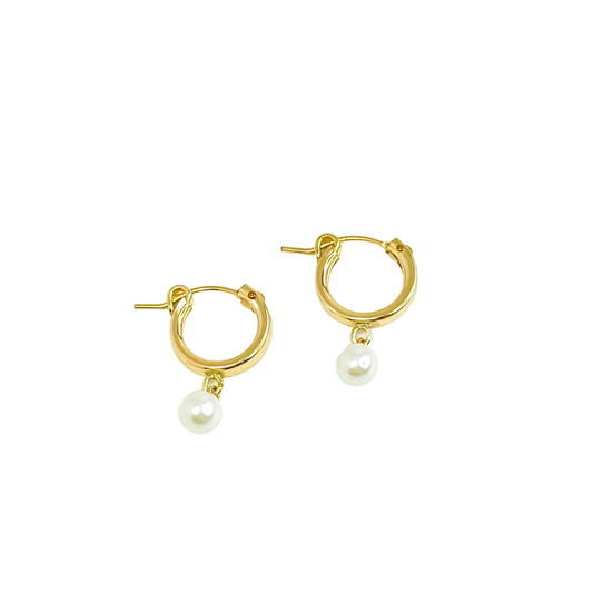 Priscilla | 14K Gold filled Pearl Huggies