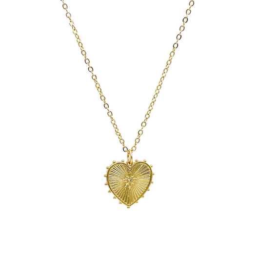 Heather | 14K Gold filled Cz Heart Sunburst Necklace