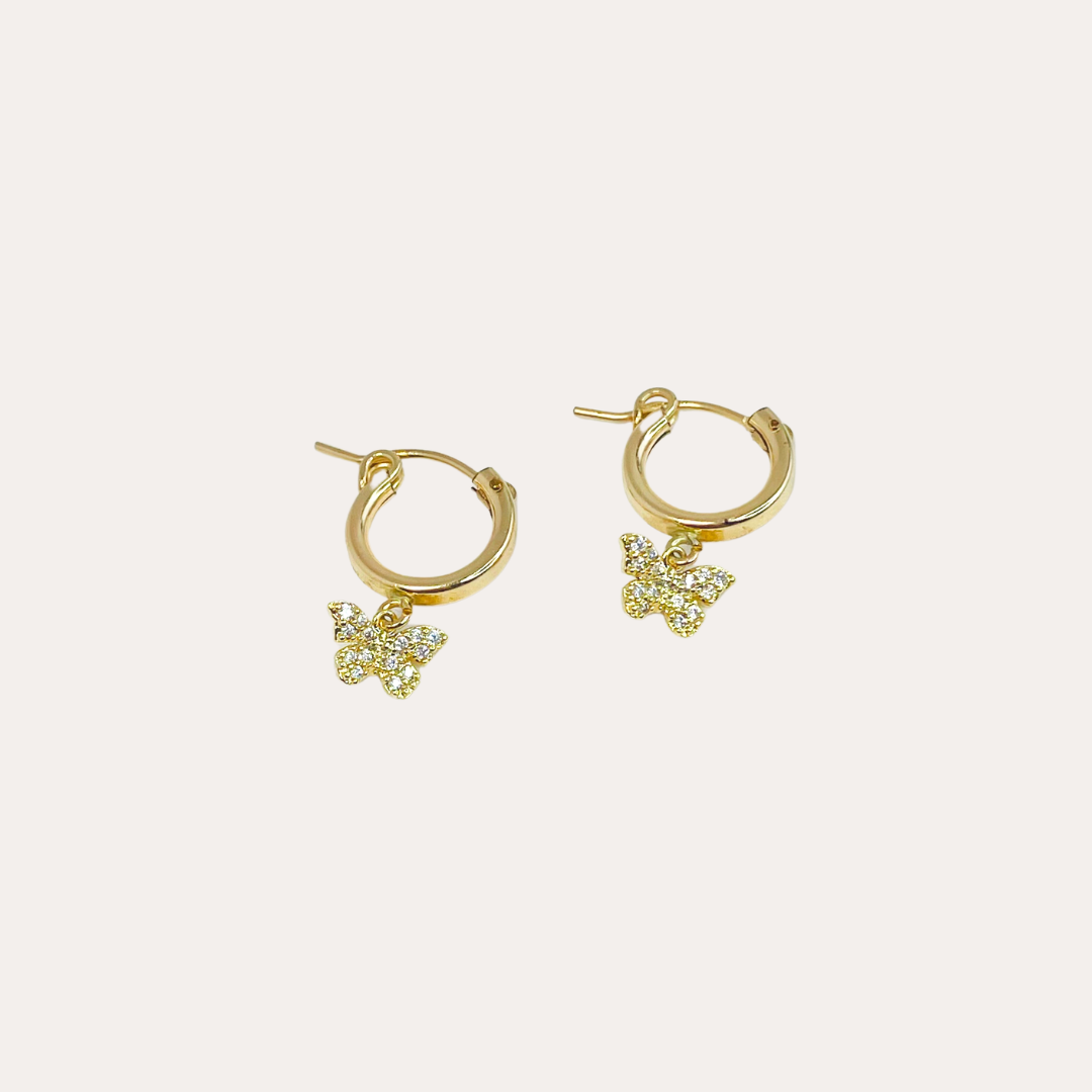 Brittany | 14K Gold filled Tiny Cz Butterfly Huggies