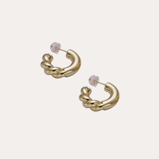 Carla | 14K Gold Filled Half Twist Stud Hoop Earrings