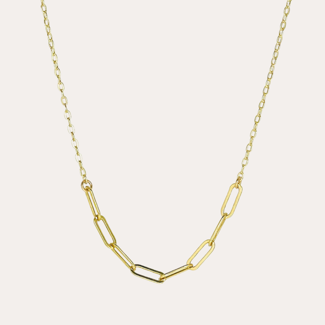 Waterproof 14K Gold Coated Extended Paperclip Necklace