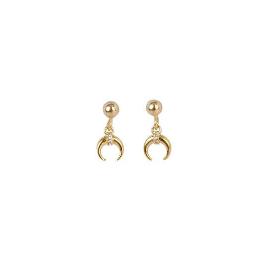 Maya | 14K Gold Filled Pave Crescent Moon Studs