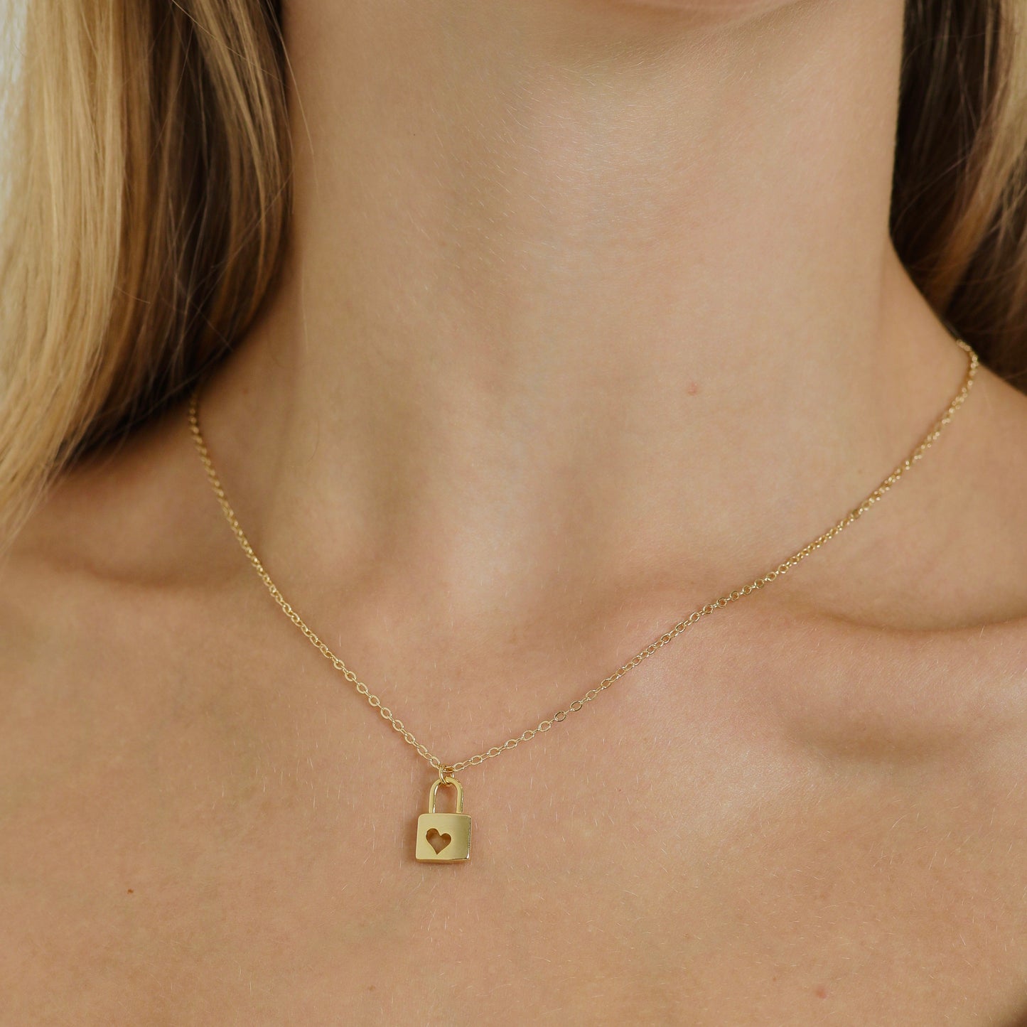 Harper | 14K Gold filled Heart PadLock Necklace