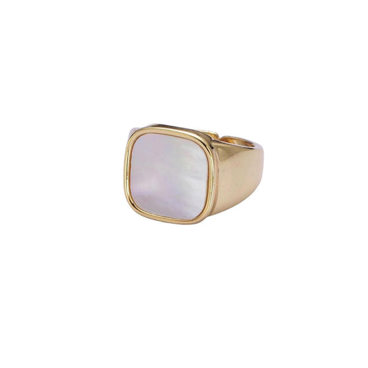 Jane | 14K Gold filled Square Pearl Inlay Ring