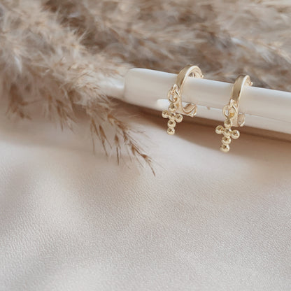 Claire | 14K Gold filled Cross Huggies